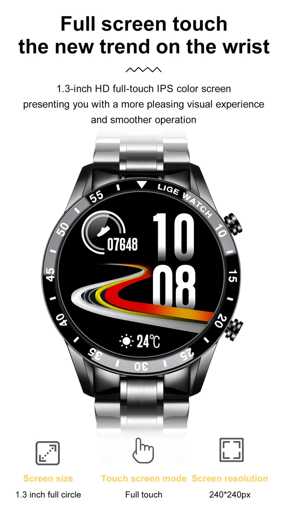 Full Circle Touch Screen Men Smart Watch Android || IOS.