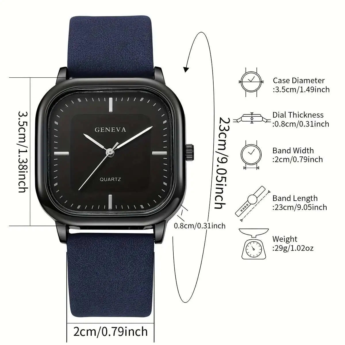 Minimalist Square Quartz Leather Strap Men’s Fashion Wrist Watch