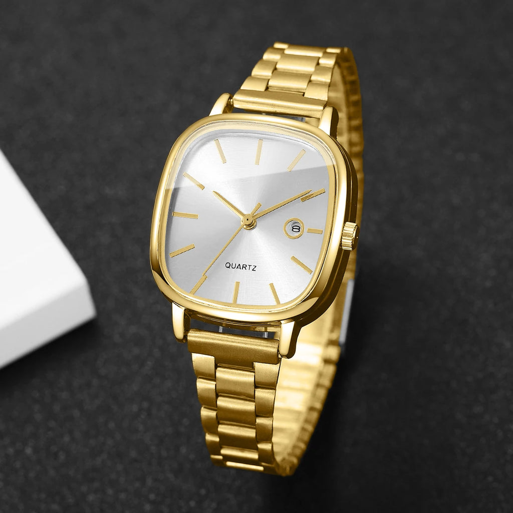 Women’s Square Watch & Bracelet Set (3PCS)