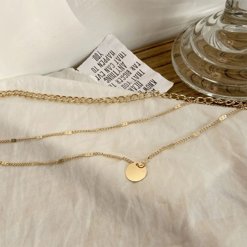 Multilayer Crystal Heart & Star Pendant Necklace