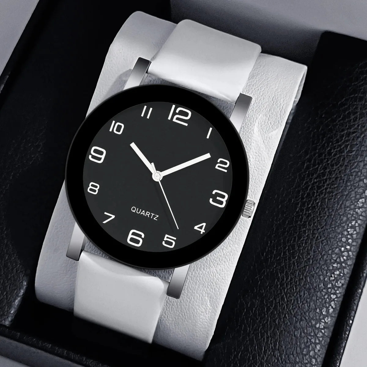 MOONBIFFY Dual Display Quartz Leather Watch