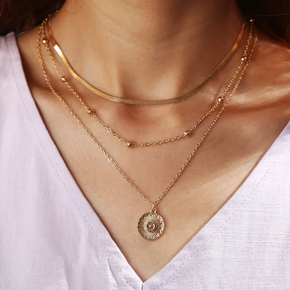 V-Shape Gold Pendant Necklace