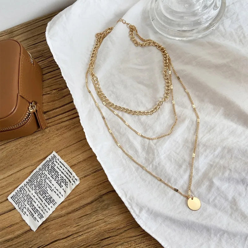 Multilayer Crystal Heart & Star Pendant Necklace