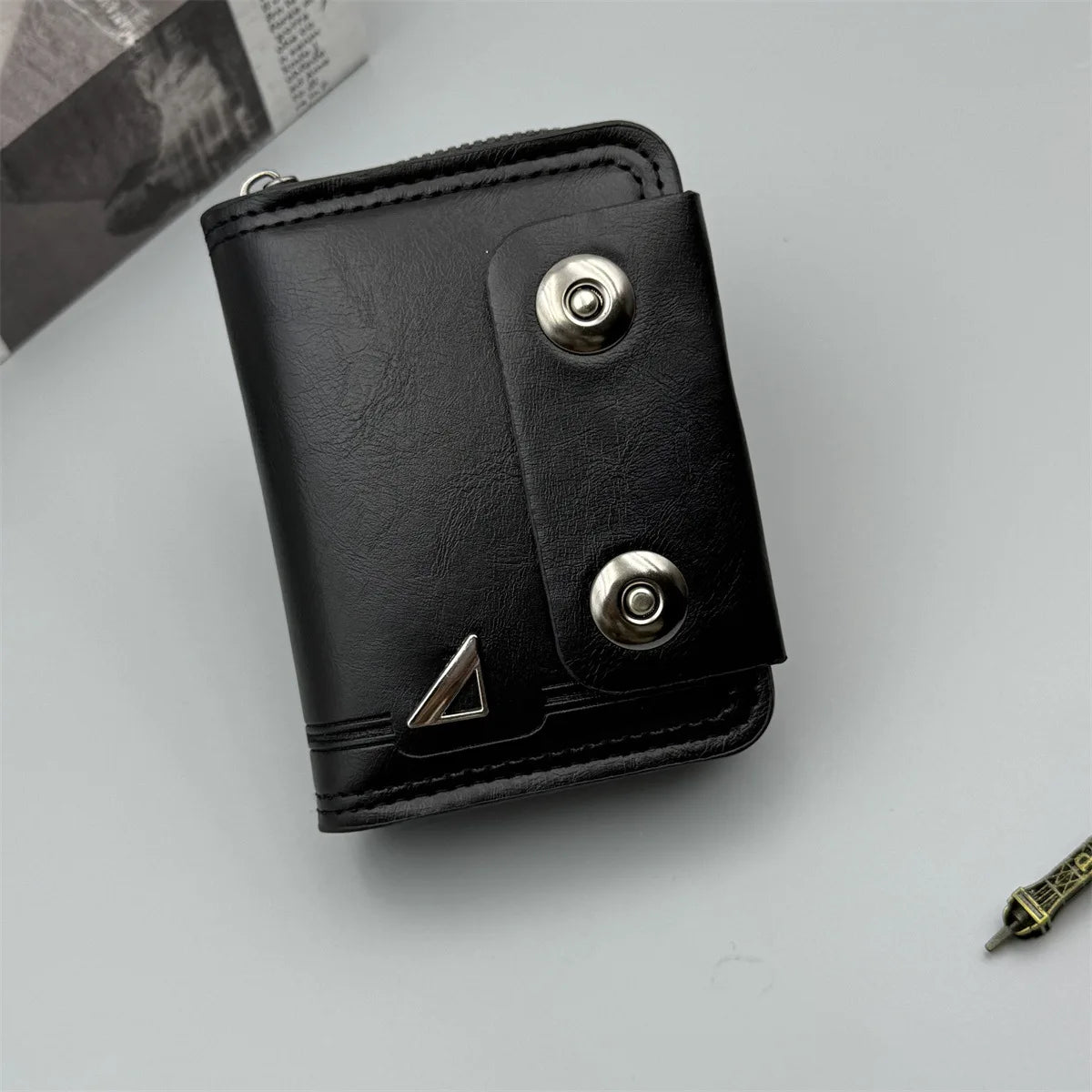 Men Retro Slim Bifold Leather Wallet