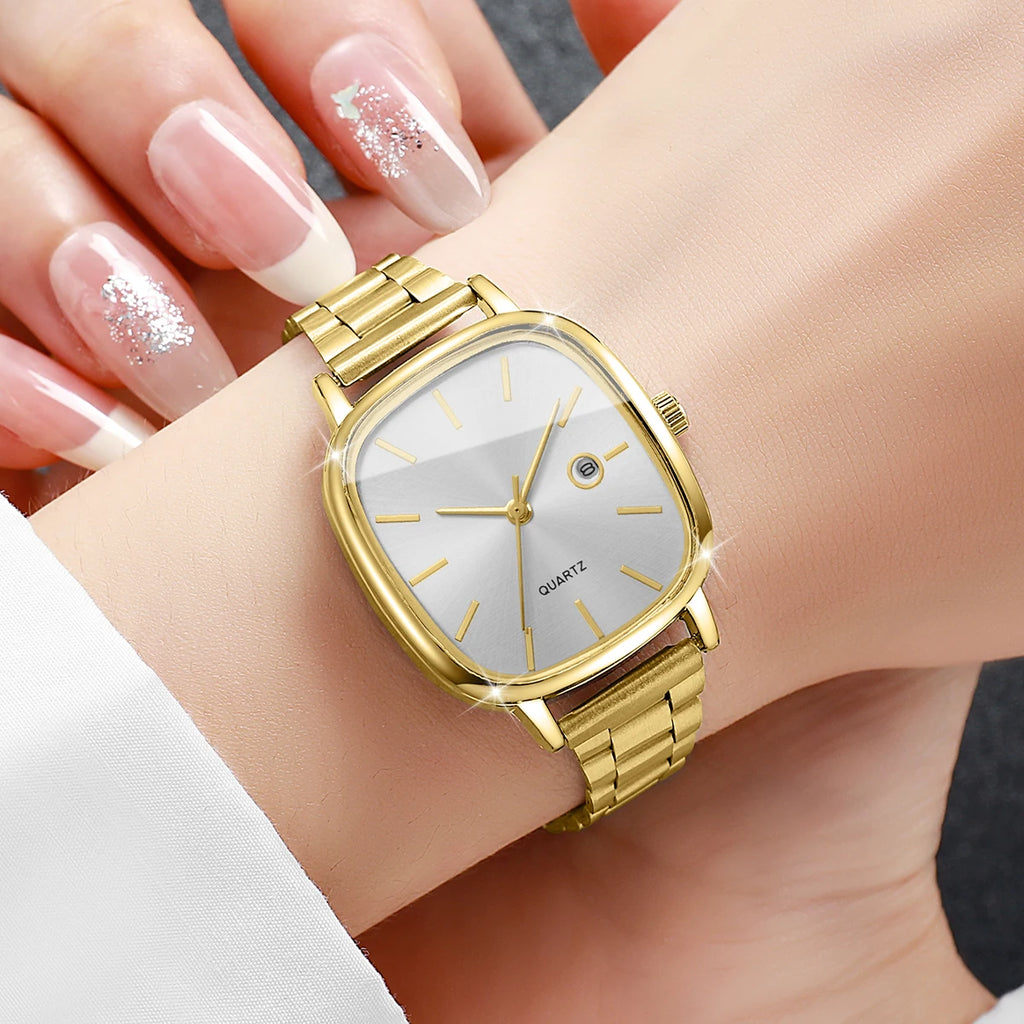 Women’s Square Watch & Bracelet Set (3PCS)