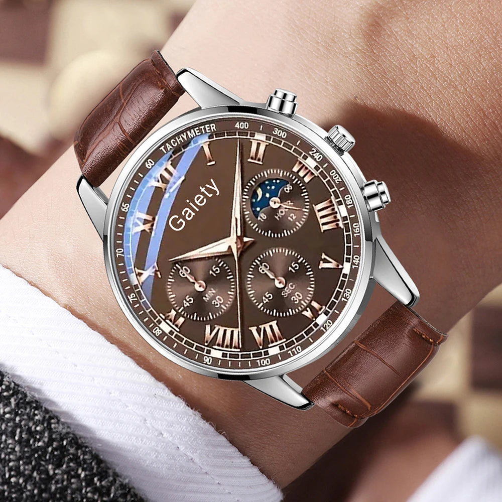 Men’s Vintage Minimalist Quartz Leather Watch