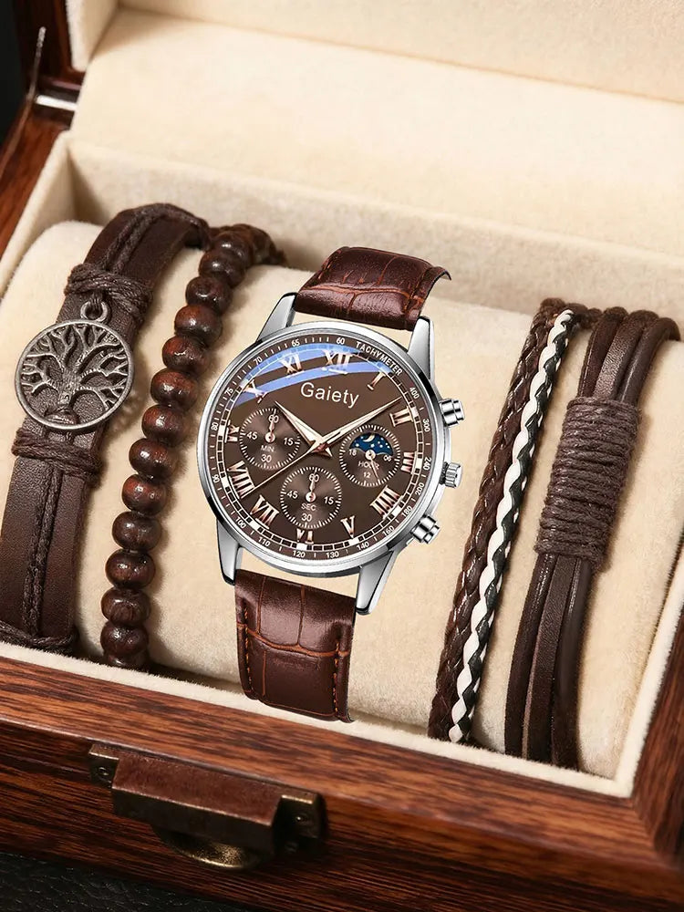 Men’s Vintage Minimalist Quartz Leather Watch