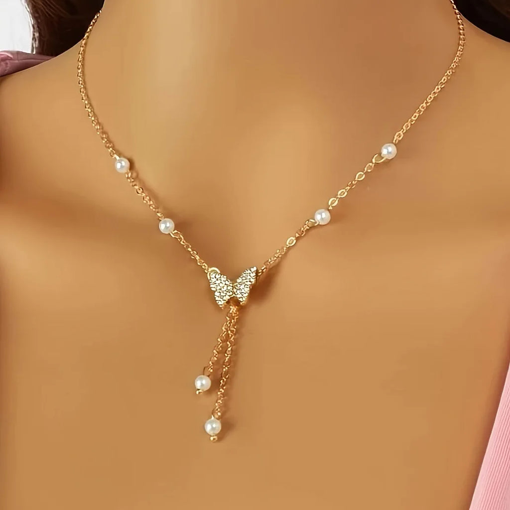 Butterfly Tassel Pendant Necklace