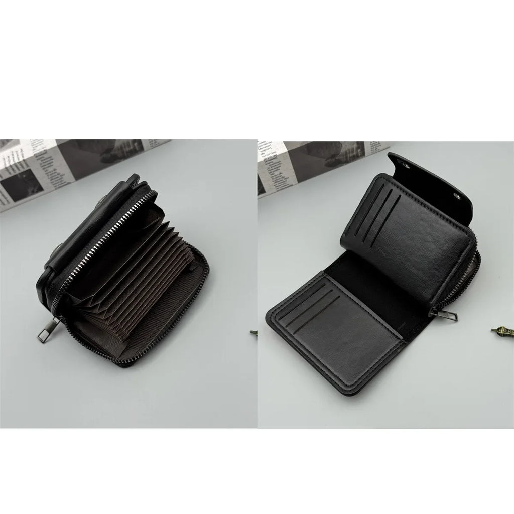 Men Retro Slim Bifold Leather Wallet