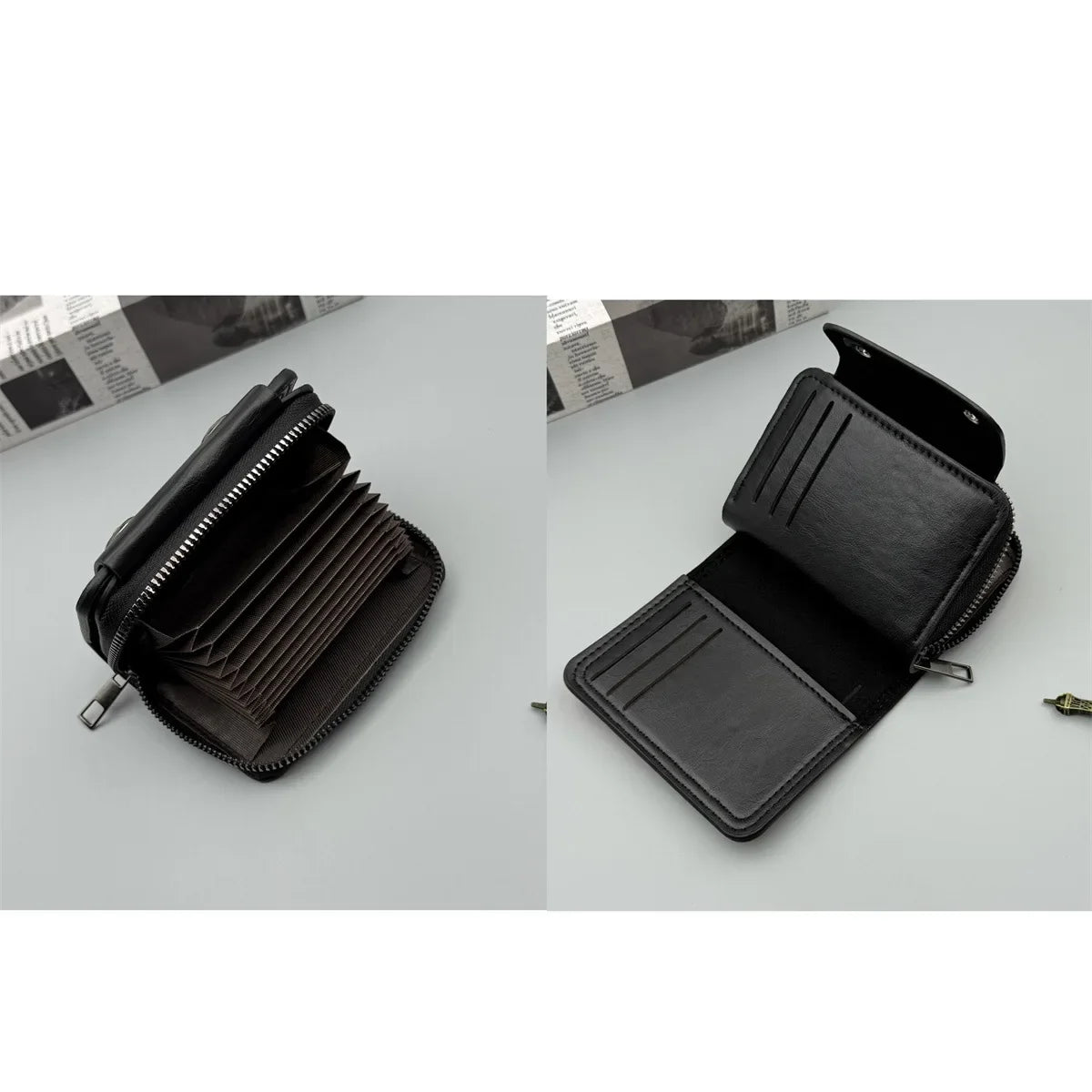 Men Retro Slim Bifold Leather Wallet