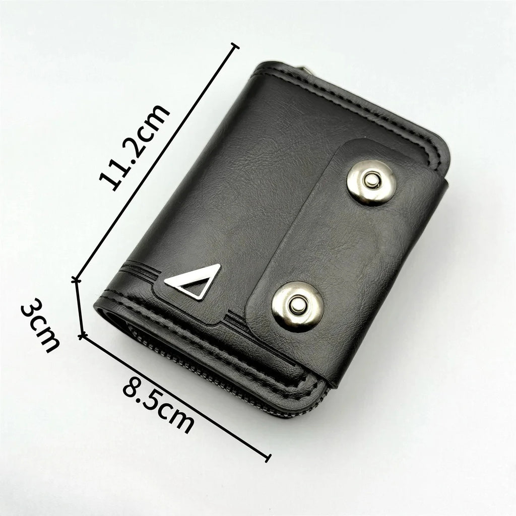 Men Retro Slim Bifold Leather Wallet