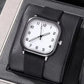 Men’s Square Quartz Leather Strap Watch Fashion Casual Wristwatch