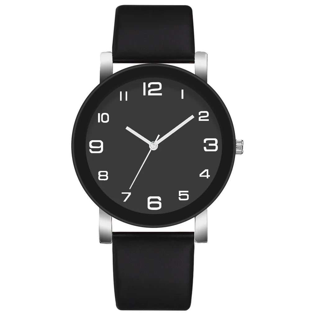 MOONBIFFY Dual Display Quartz Leather Watch