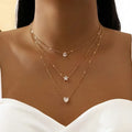 Multilayer Crystal Heart & Star Pendant Necklace