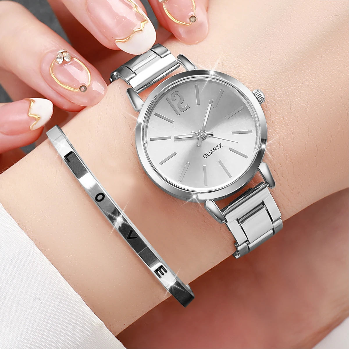 Women’s Gold Watch & Bracelet Set