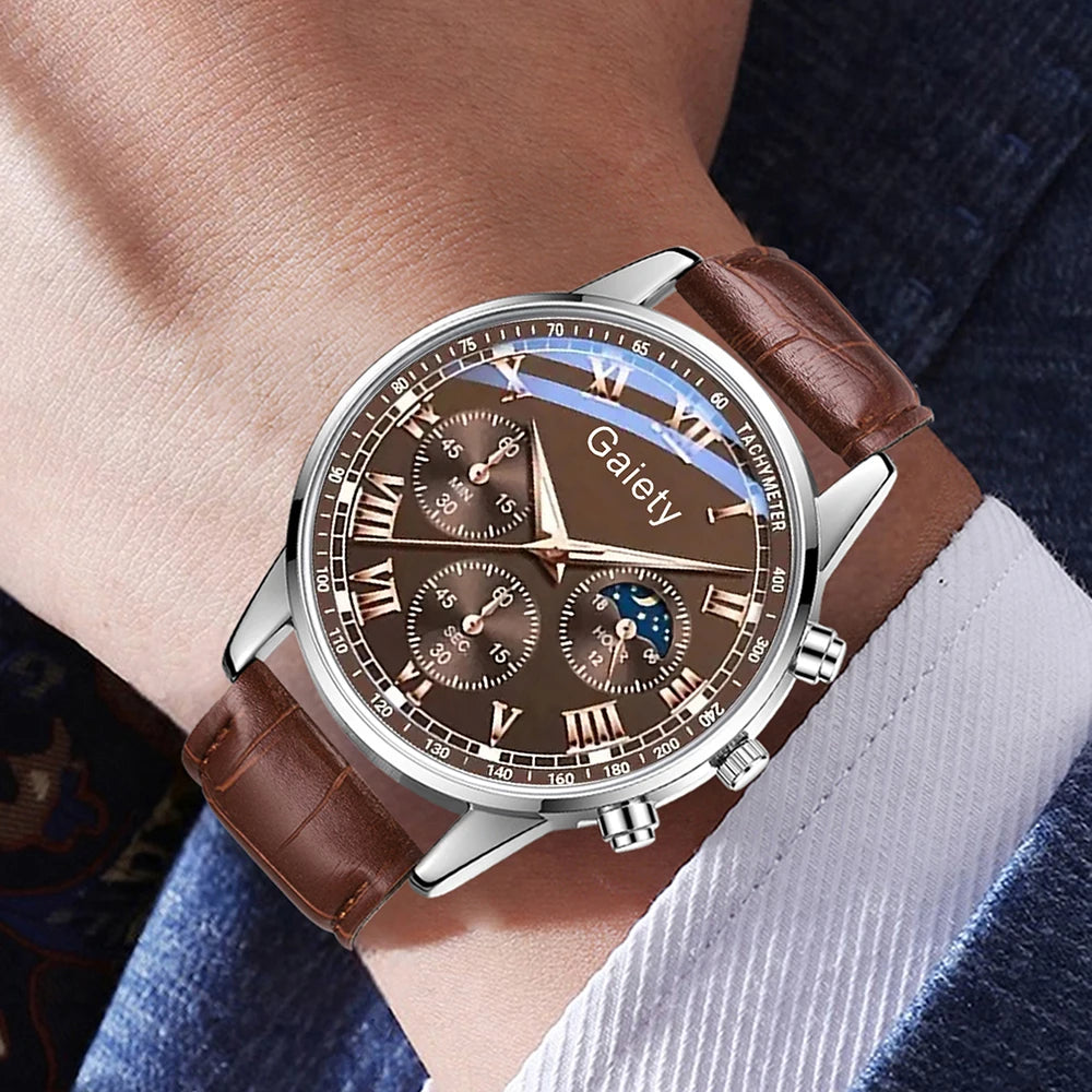 Men’s Vintage Minimalist Quartz Leather Watch