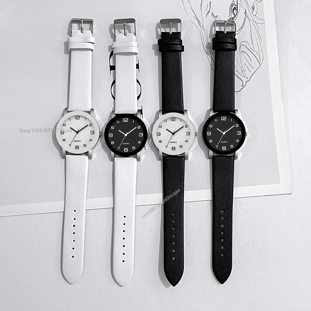 MOONBIFFY Dual Display Quartz Leather Watch