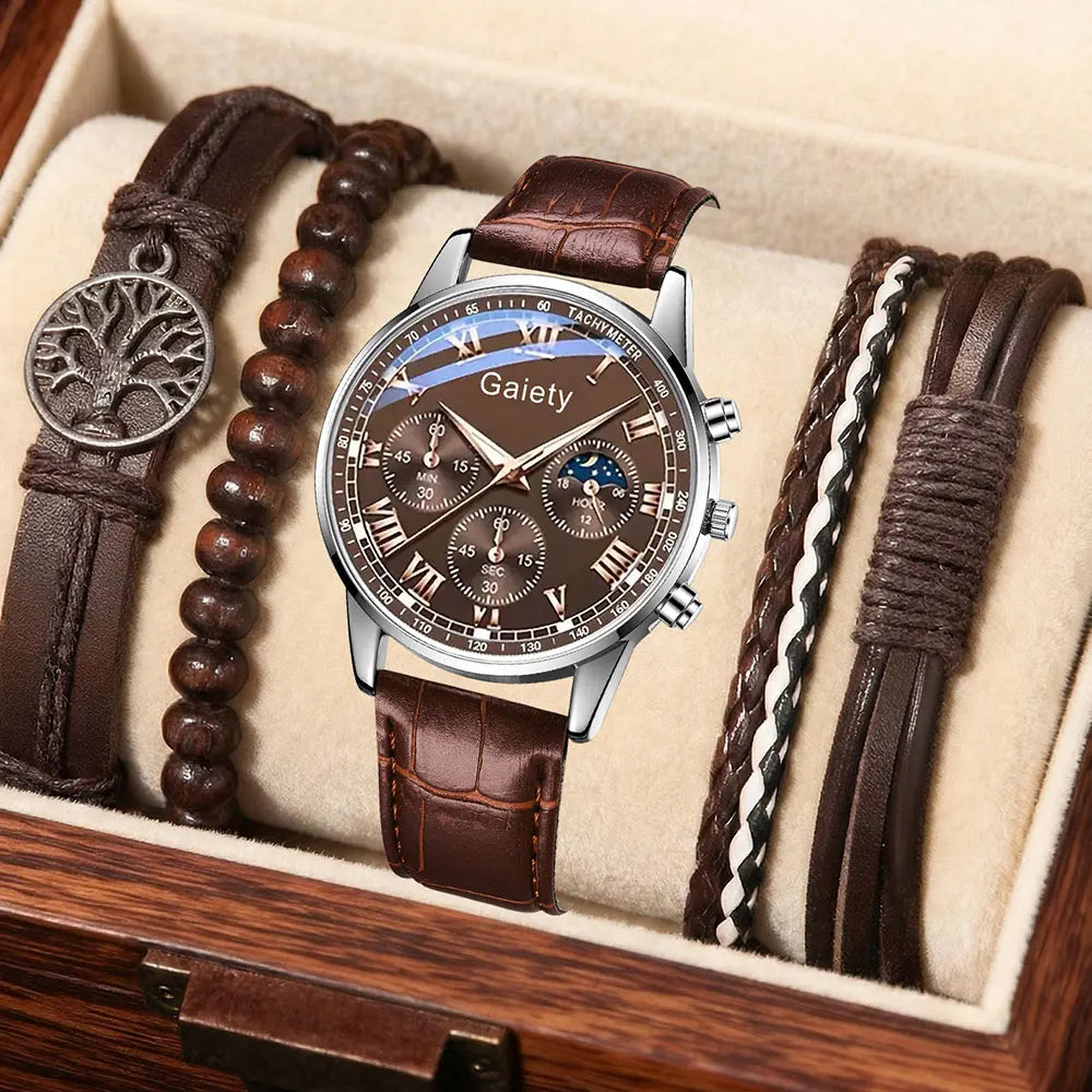 Men’s Vintage Minimalist Quartz Leather Watch