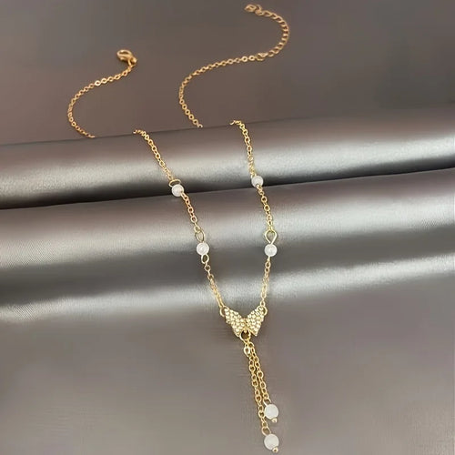 Butterfly Tassel Pendant Necklace