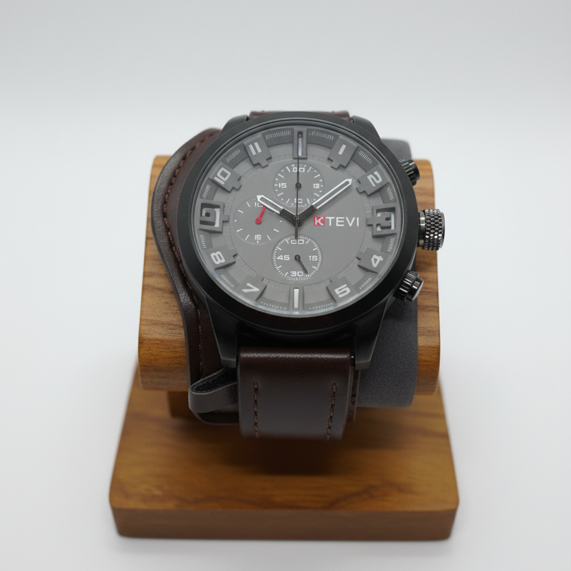 UTHAI BK94 Blue Glass Large Dial Quartz Men’s Fashion Leather Watch