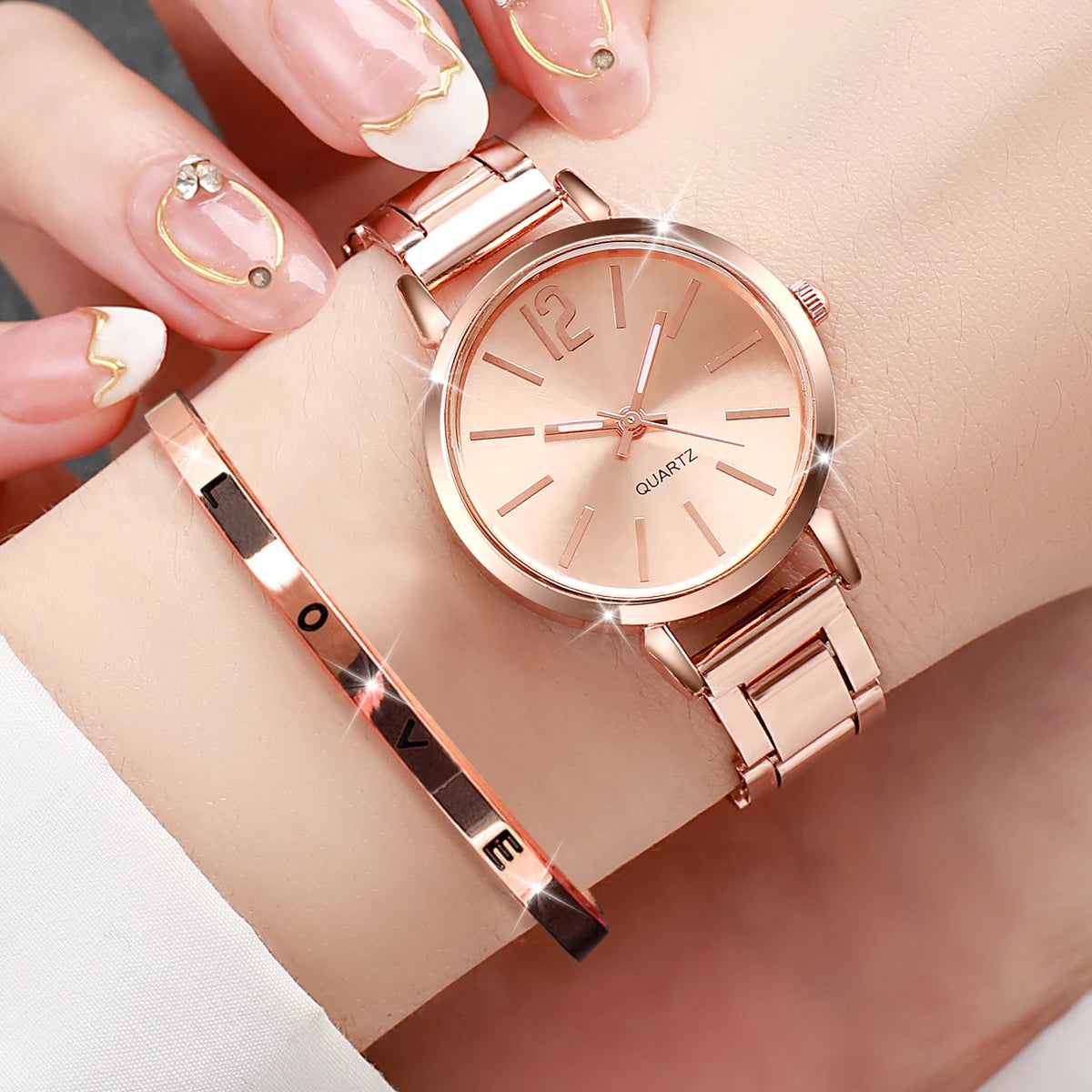 Women’s Gold Watch & Bracelet Set