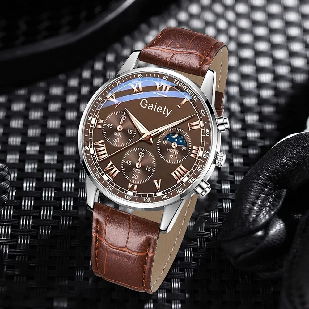 Men’s Vintage Minimalist Quartz Leather Watch