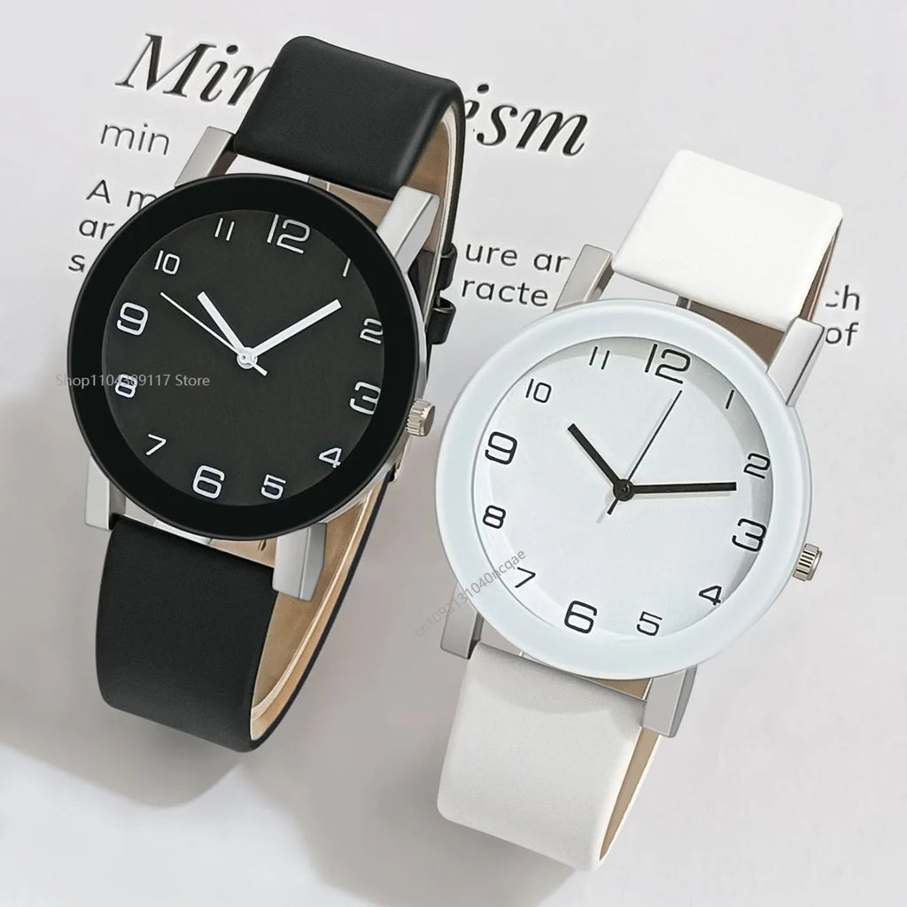MOONBIFFY Dual Display Quartz Leather Watch