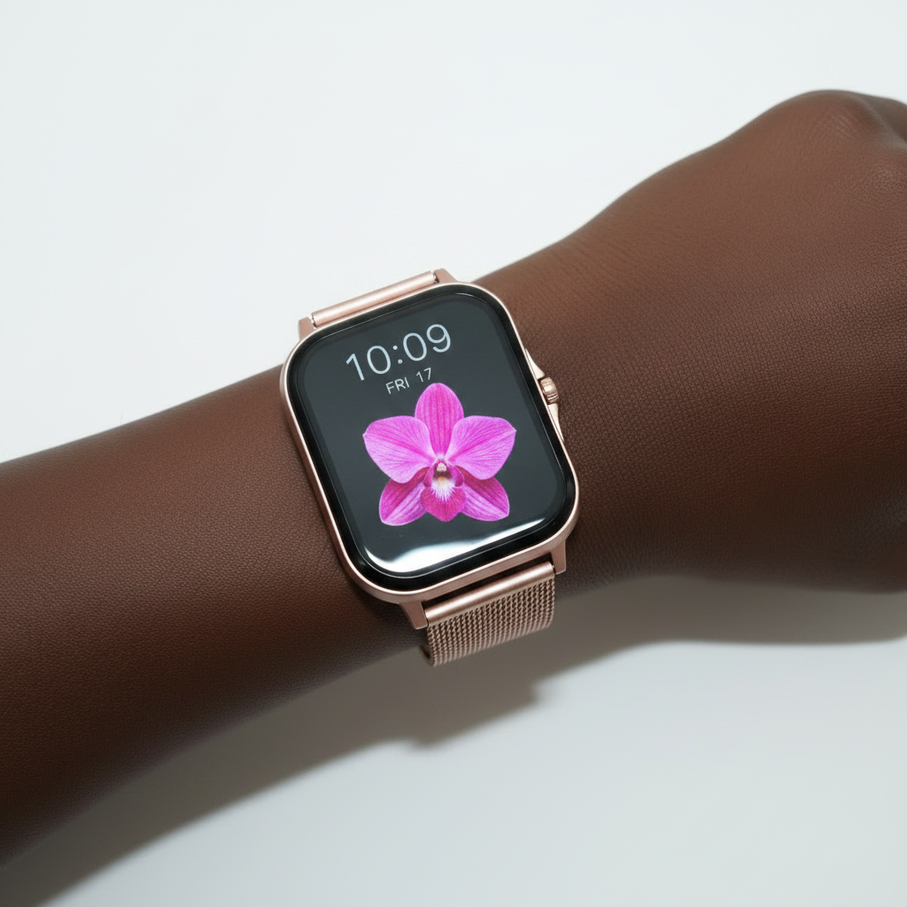 Smartwatch on a wrist with a blurred background