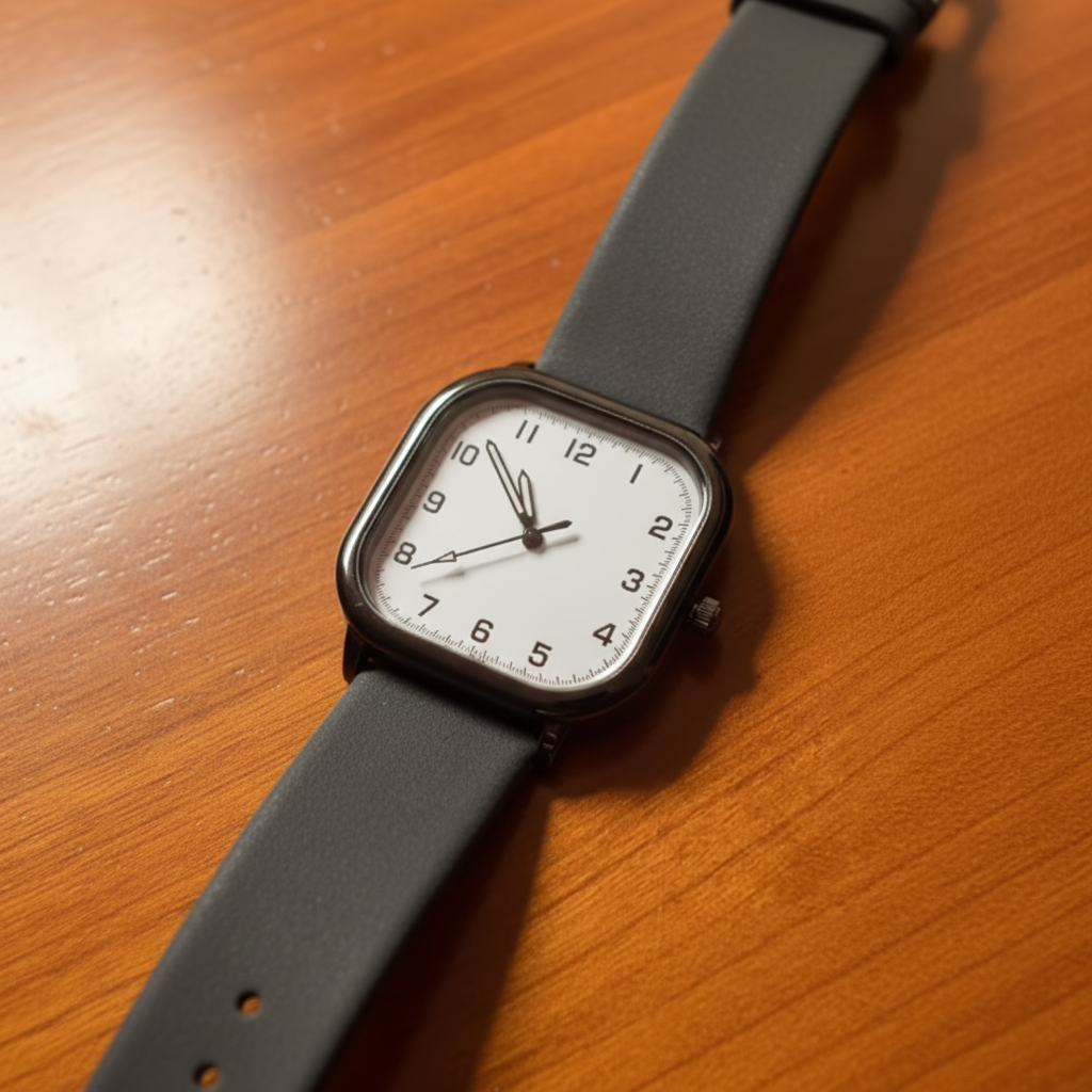 Men’s Square Quartz Leather Strap Watch Fashion Casual Wristwatch